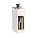 SoBuy Nightstand Narrow Night Stand Modern Design Bedside Furniture Slim End Table Storage Cabinet with Sliding Drawer and Open Compartment, White &amp; Natural FBT111-WN