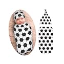 Soccer Swaddle Blanket with Beanie Set, Soft and Stretchy Soccer Print Swaddlling Blanket for Boy and Girl