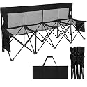Soccer Bench- Folding Team Bench Soccer 4 Seats with Mesh,Black