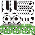 Soccer Birthday Party Supplies Plates Napkins Tablecloth Set Serves 24
