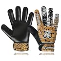 Soccer Goalie Gloves, Football Goalkeeper Gloves for Kids Boys Youth Children Double Wrist Along 4mm Super Grip Palm (Golden/Black, Size 5 Suitable for 9-12 Years)