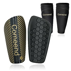soccer shin guards for kids youth incl sleeves with insert soccer equipment for boys girls men small e-black gold