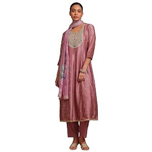 Soch Womens Blush Pink Vichitra Solid Suit