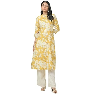 Soch Womens Grey Muslin Floral Print Kurta
