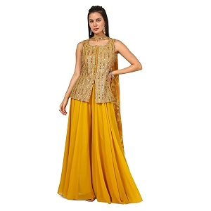 soch womens off white georgette blend embroidered suit set with sequins