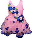 socho samjo Girls Midi/Knee Length Party Dress (Pink, Sleeveless)