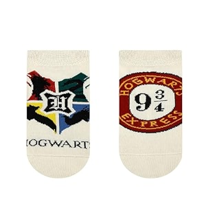socksxpress harry potter hogwarts crest amp hogwarts express lowcut socks for women  made with cotton and spandex lowcut ankle socks for women pack of 2- cream
