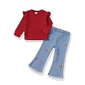 SODLON Baby Toddler Girl Clothes Sweatshirt Jeans Fall Winter Outfit 12M-5T