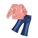 SODLON Baby Toddler Girl Clothes Sweatshirt Jeans Fall Winter Outfit 12M-5T