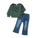 SODLON Baby Toddler Girl Clothes Sweatshirt Jeans Fall Winter Outfit 12M-5T