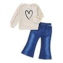 SODLON Baby Toddler Girl Clothes Sweatshirt Jeans Fall Winter Outfit 12M-5T