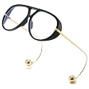 SODQW Oversized Aviator Blue Light Blocking Glasses Women with Earring Trendy Large Big Double Bridge Designer Eyewear