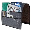 Sofa Armrest Caddy, Armchair Caddy for Recliner, Couch Organizer, Bedside Organizer, Remote Holder with Silicone Non-slip Design,4 Pockets for Magazine, Notepad,Phone, Ipad, Glasses (Black)