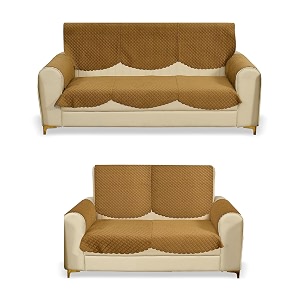 fashion throw quilted velvet 3 and 2 seater sofa cover  anti-slip  machine washable  sofa slipcover  golden with armrest covers