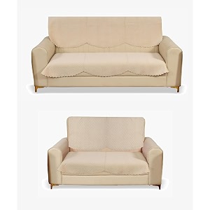 fashion throw quilted velvet 3 and 2 seater sofa cover  anti-slip  machine washable  sofa slipcover  beige 3  2 seater