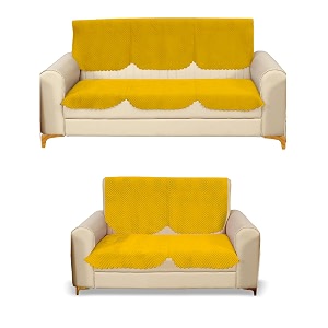 fashion throw quilted velvet 3 and 2 seater sofa cover  anti-slip  machine washable  sofa slipcover  yellow 32