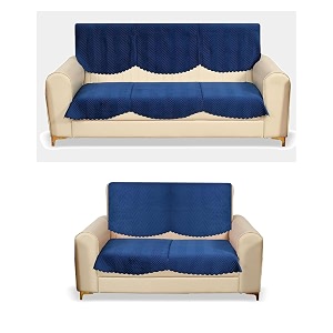 fashion throw quilted velvet 3 and 2 seater sofa cover  anti-slip  machine washable  sofa slipcover  navy 32