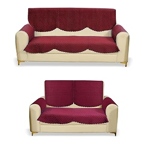 fashion throw quilted velvet 3 and 2 seater sofa cover  anti-slip  machine washable  sofa slipcover  pink with armrest covers