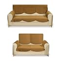 Fashion Throw Quilted Velvet 3 and 2 Seater Sofa Cover | Anti-Slip | Machine Washable | Sofa Slipcover | Golden with Armrest Covers