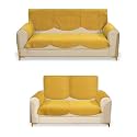 Fashion Throw Quilted Velvet 3 and 2 Seater Sofa Cover | Anti-Slip | Machine Washable | Sofa Slipcover | Yellow with Armrest Covers