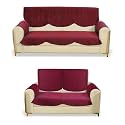 Fashion Throw Quilted Velvet 3 and 2 Seater Sofa Cover | Anti-Slip | Machine Washable | Sofa Slipcover | Pink with Armrest Covers