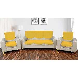 fashion throw quilted velvet 5 seater sofa cover  anti-slip  machine washable  sofa slipcover  yellow 5 seater