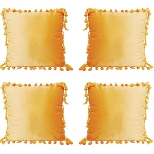 aampa fabrics velvet cushion cover set dark yellow modern bohemian floral easy to clean 18x18 inches