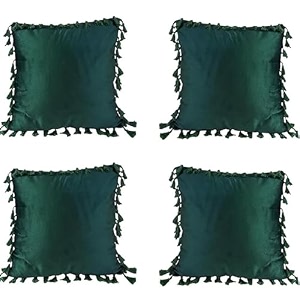 sofa cushion covers home decor item cushion cover pillow case for living room bedroom hall couchampoffice decorative velvet pillow solid plain cushion covers dark green set of 4 14 x 14 inch