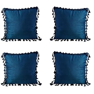 sofa cushion covers home decor item cushion cover pillow case for living room bedroom hall couchampoffice decorative velvet pillow solid plain cushion covers dark blue set of 4 14 x 14 inch