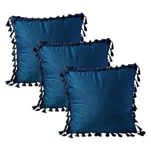 sofa cushion covers home decor item cushion cover pillow case for living room bedroom hall couchampoffice decorative velvet pillow solid plain cushion covers dark blue set of 3 16 x 16 inch
