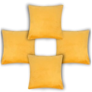 sofa cushion covers home decor item cushion cover pillow case for living room bedroom hall couch amp office decorative velvet solid plain cushion covers yellow set of 4 14 x 14 inch