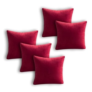 sofa cushion covers home decor item cushion cover pillow case for living room bedroom hall couchampoffice decorative velvet pillow solid plain cushion covers maroon set of 5 16 x 16 inch