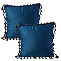 Sofa Cushion Covers, Home Decor Item Cushion Cover, Pillow Case for Living Room Bedroom Hall, Couch&amp;Office Decorative, Velvet Pillow Solid Plain Cushion Covers Dark Blue, Set of 2 (16 x 16 inch)