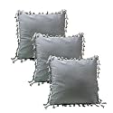 Sofa Cushion Covers, Home Decor Item Cushion Cover, Pillow Case for Living Room Bedroom Hall, Couch&amp;Office Decorative, Velvet Pillow Solid Plain Cushion Covers Dark Grey, Set of 3 (18 x 18 inch)