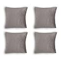 Sofa Cushion Covers, Home Decor Item Cushion Cover, Pillow Case for Living Room Bedroom Hall, Couch&Office Decorative, Velvet Pillow Solid Plain Cushion Covers Grey, Set of 4 (18 x 18 inch)