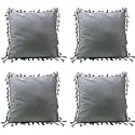 Sofa Cushion Covers, Home Decor Item Cushion Cover, Pillow Case for Living Room Bedroom Hall, Couch&amp;Office Decorative, Velvet Pillow Solid Plain Cushion Covers Dark Grey, Set of 4 (16 x 16 inch)