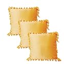 Sofa Cushion Covers, Home Decor Item Cushion Cover, Pillow Case for Living Room Bedroom Hall, Couch&amp;Office Decorative, Velvet Pillow Solid Plain Cushion Covers Dark Yellow, Set of 3 (18 x 18 inch)