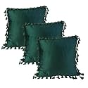 Sofa Cushion Covers, Home Decor Item Cushion Cover, Pillow Case for Living Room Bedroom Hall, Couch&amp;Office Decorative, Velvet Pillow Solid Plain Cushion Covers Dark Green, Set of 3 (14 x 14 inch)