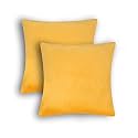 Sofa Cushion Covers, Home Decor Item Cushion Cover, Pillow Case for Living Room Bedroom Hall, Couch&amp;Office Decorative, Velvet Pillow Solid Plain Cushion Covers Yellow, Set of 2 (14 x 14 inch)