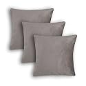 Sofa Cushion Covers, Home Decor Item Cushion Cover, Pillow Case for Living Room Bedroom Hall, Couch & Office Decorative, Velvet Solid Plain Cushion Covers Grey, Set of 3 (14 x 14 Inch)