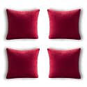 Sofa Cushion Covers, Home Decor Item Cushion Cover, Pillow Case for Living Room Bedroom Hall, Couch&Office Decorative, Velvet Pillow Solid Plain Cushion Covers Maroon, Set of 4 (16 x 16 inch)