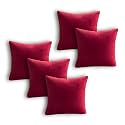 Sofa Cushion Covers, Home Decor Item Cushion Cover, Pillow Case for Living Room Bedroom Hall, Couch&amp;Office Decorative, Velvet Pillow Solid Plain Cushion Covers Maroon, Set of 5 (18 x 18 inch)