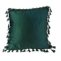 Sofa Cushion Covers, Home Decor Item Cushion Cover, Pillow Case for Living Room Bedroom Hall, Couch&amp;Office Decorative, Velvet Pillow Solid Plain Cushion Covers Dark Green, Set of 1 (14 x 14 inch)
