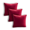 Velvet Cushion Covers, Maroon, Set of 3, 16 x 16 Inch