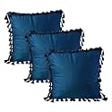 Sofa Cushion Covers, Home Decor Item Cushion Cover, Pillow Case for Living Room Bedroom Hall, Couch&Office Decorative, Velvet Pillow Solid Plain Cushion Covers Dark Blue, Set of 3 (16 x 16 inch)