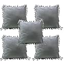 Sofa Cushion Covers, Home Decor Item Cushion Cover, Pillow Case for Living Room Bedroom Hall, Couch&amp;Office Decorative, Velvet Pillow Solid Plain Cushion Covers Dark Grey, Set of 5 (18 x 18 inch)