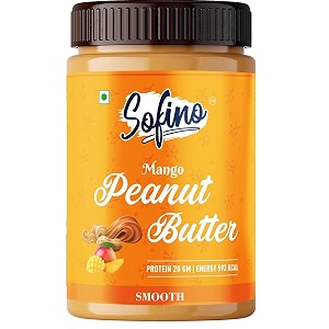 sofino mango smooth peanut butter  high protein gluten free with perfectly roasted peanuts  energy booster protien  20g  dietry fiber  8g no trans fat500 gm