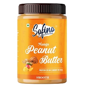 sofino mango smooth peanut butter  high protein gluten free with perfectly roasted peanuts  energy booster protien  20g  dietry fiber  8g no trans fat1000 gm