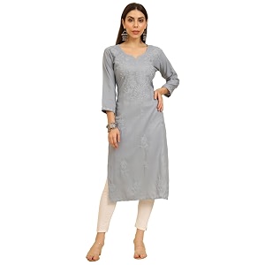 Womens Chikankari-Lucknowi Embroidered Work 3 4