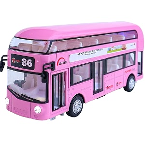 plastic new die-cast double decker metal bus 75 inch luxury bus 4 wheel with 2 openable doors amp light music pink london bus